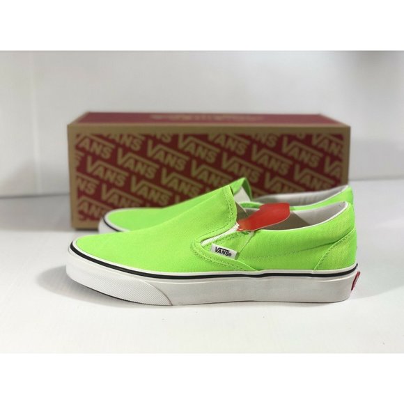 Vans Classic Slip On Neon Green Gecko/White Shoes - Picture 8 of 14